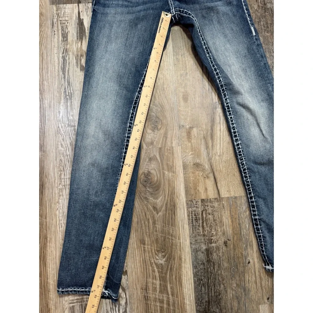 True Religion Jeans Ricky Mens 28x32 Medium Wash Relaxed Straight White T Stitch